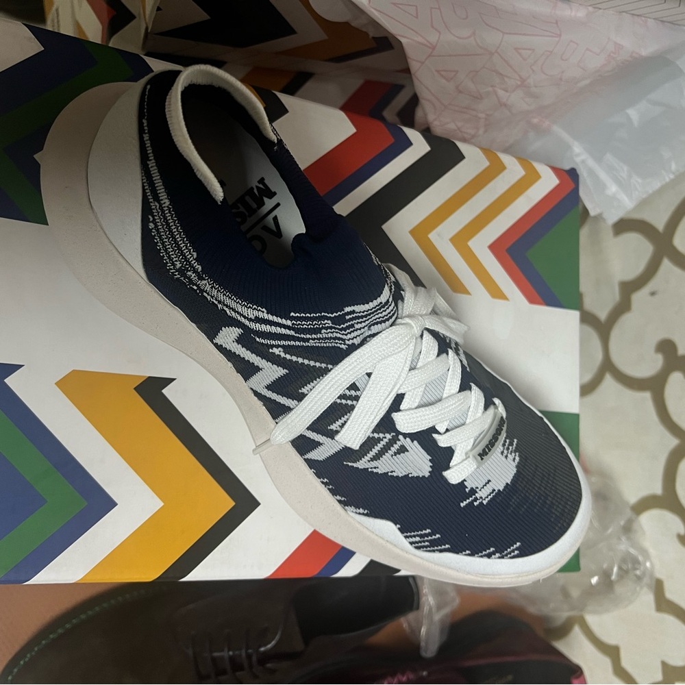 Missoni Navy and White Athletic Shoes